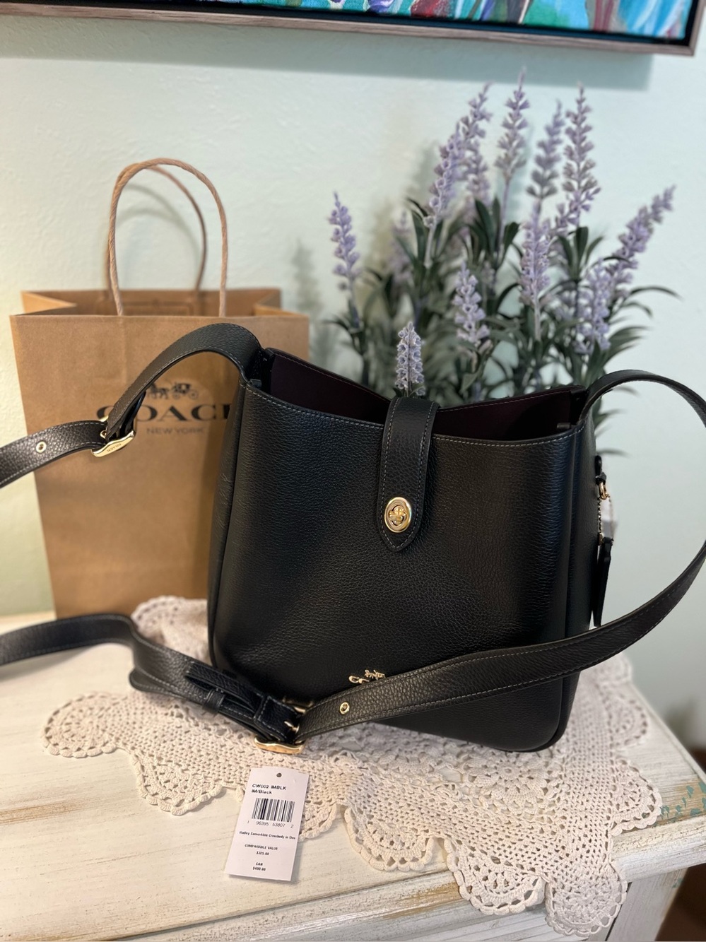 Coach Hadley Convertible  Black Leather Crossbody Bag NWT